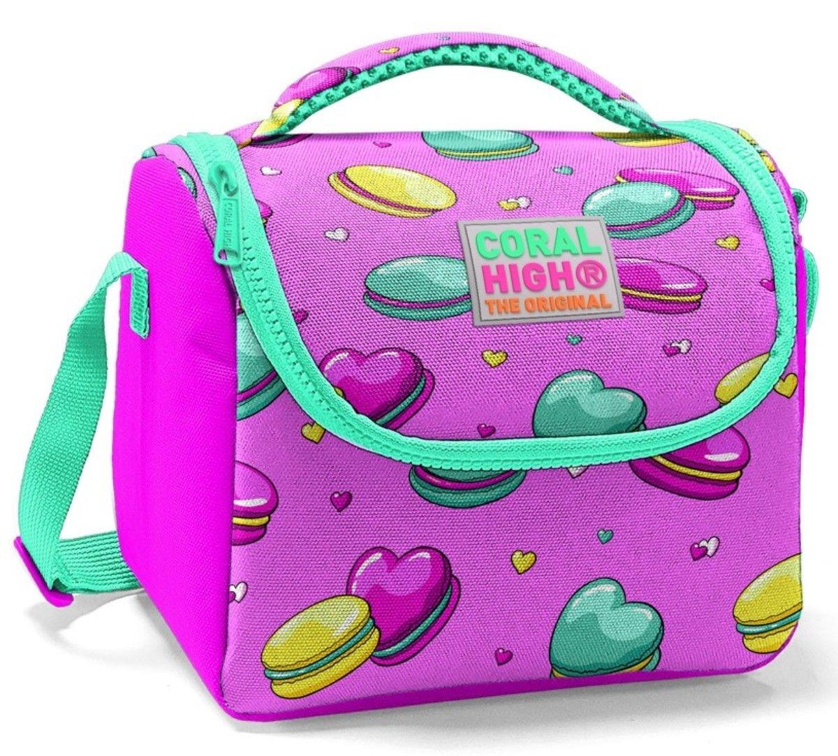 Coral High Pembe Makaron İlköğretim Okul Sırt Çantası ve Beslenme Çanta Seti - Kız Çocuk