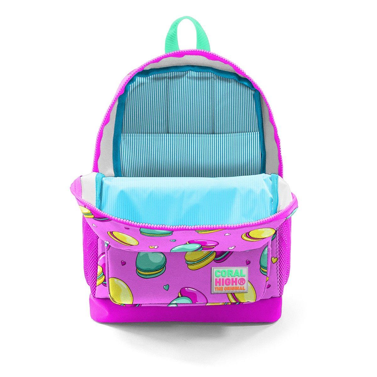 Coral High Pembe Makaron İlköğretim Okul Sırt Çantası ve Beslenme Çanta Seti - Kız Çocuk
