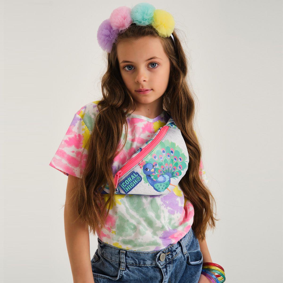 Coral High Pembe Mavi Kaplumbağa Üçlü Okul Çantası ve Bel Çantası Seti - Kız Çocuk