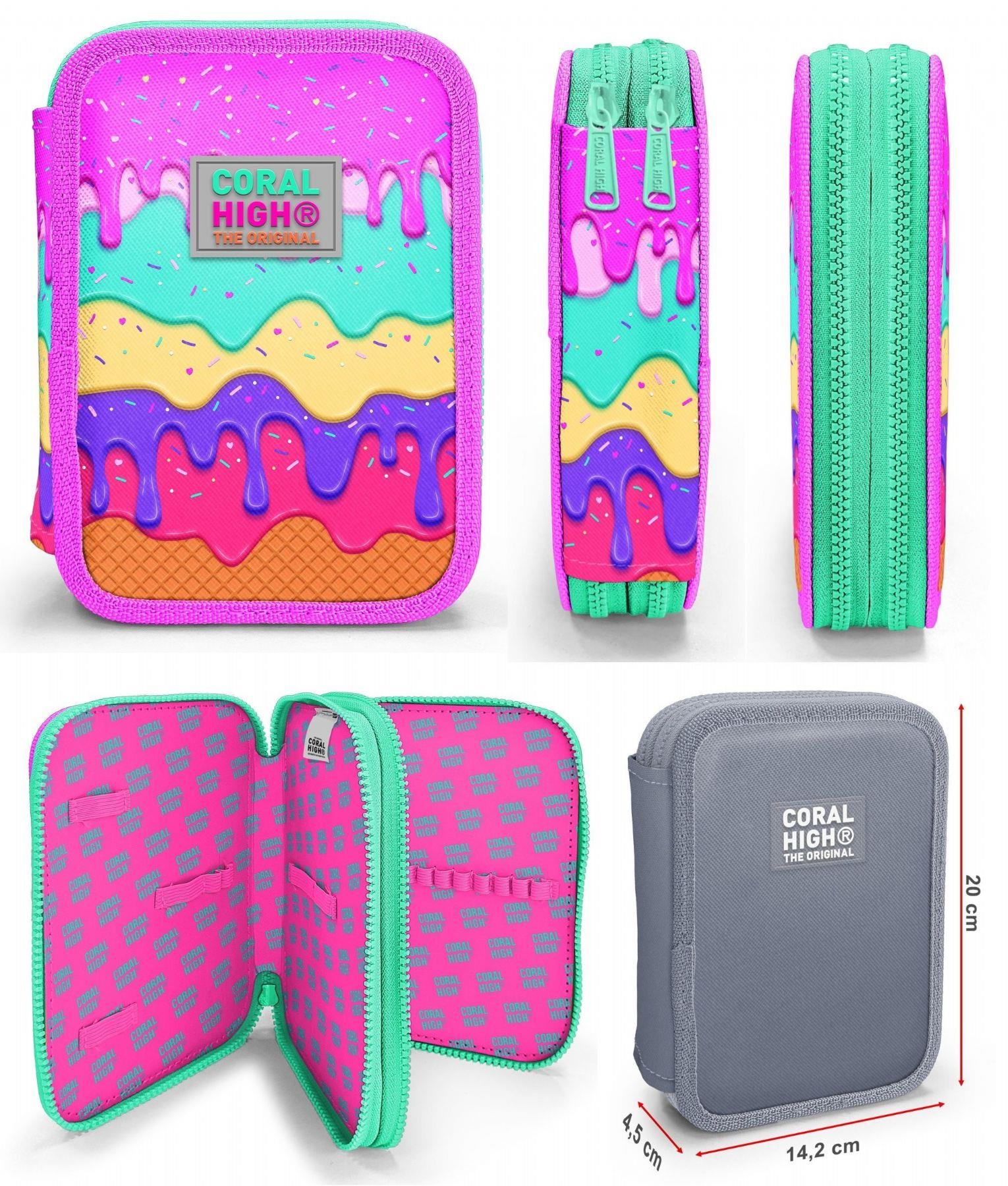 Coral High Pembe Mor Dondurma Kız Çocuk Okul Çantası ve Organizer Kalemlik Seti