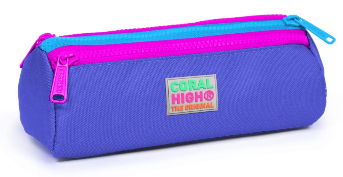 Coral High Pembe-Mor Üç Bölmeli Kalem Çantası -Kız Çocuk