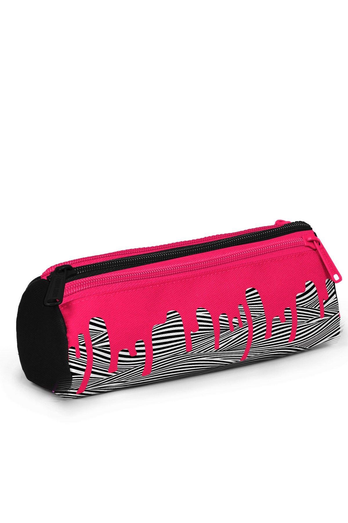 Coral High Pembe Siyah Beyaz Desenli 3'lü Okul Çanta Seti SET0123678 - Kız