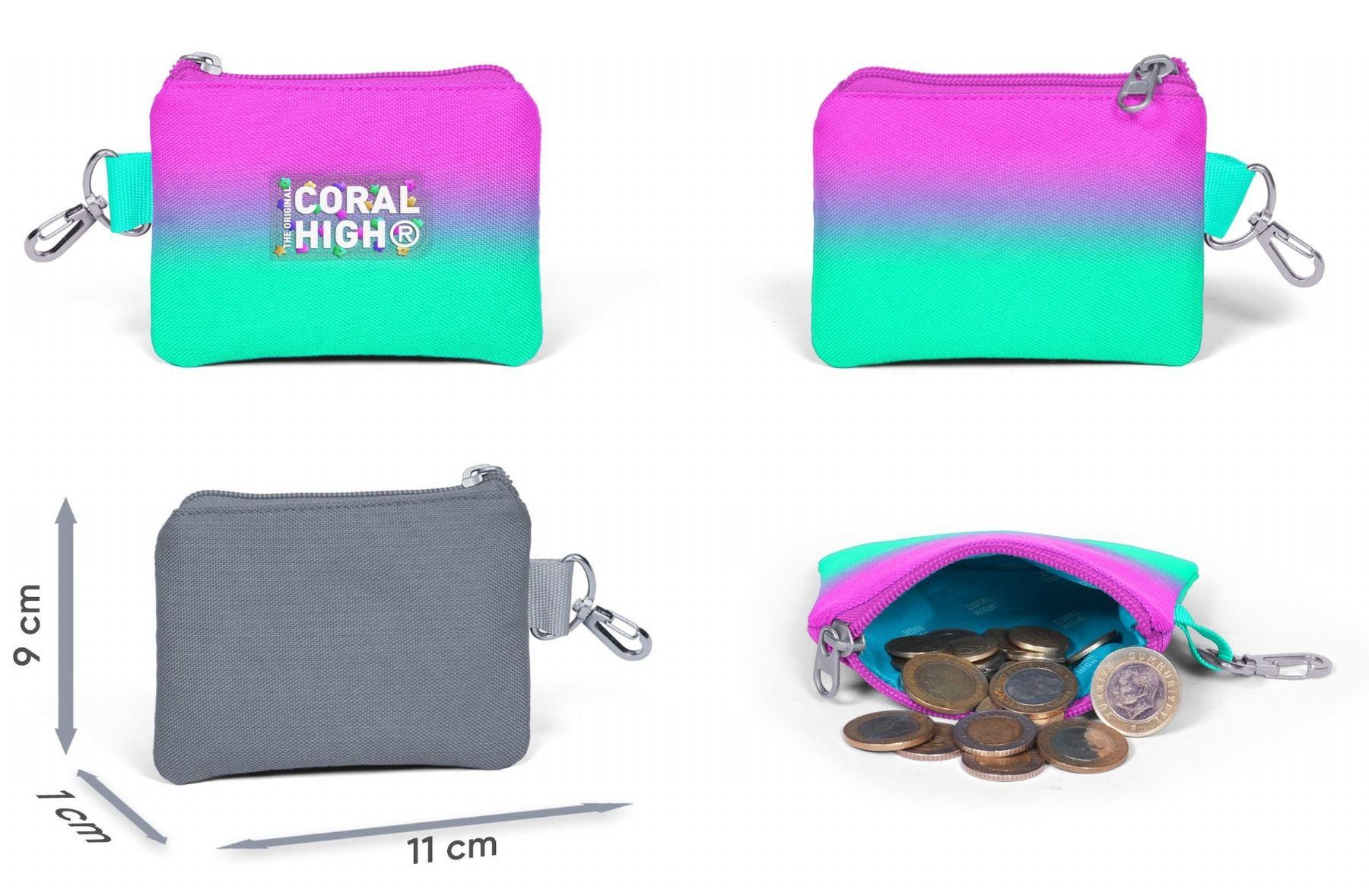 Coral High Pembe Su Yeşili Renk Geçişli Desenli Kız Çocuk Beşli Okul Çanta Seti - İlkokul ve Ortaokul İçin Uygun