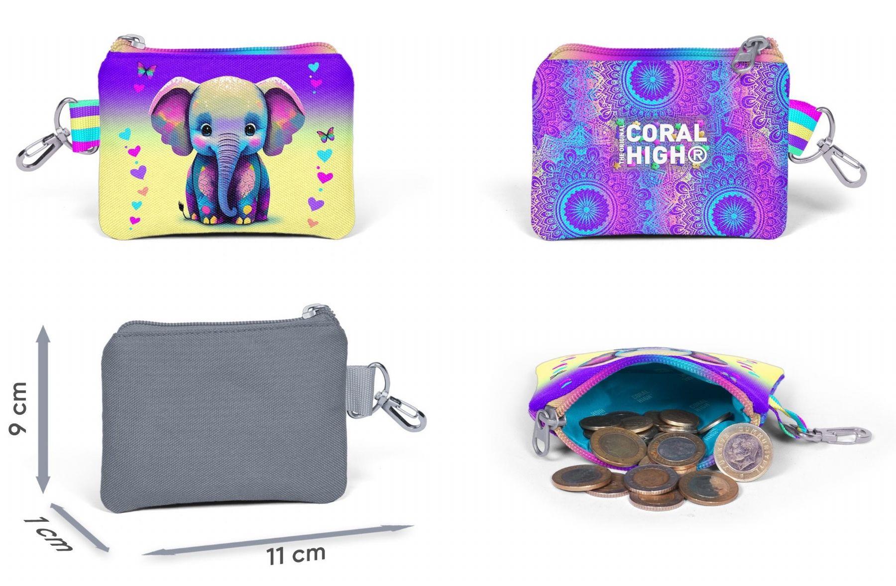 Coral High Pembe Turkuaz Fil Desenli Kız Çocuk Beşli Okul Çanta Seti - İlkokul İçin Uygun