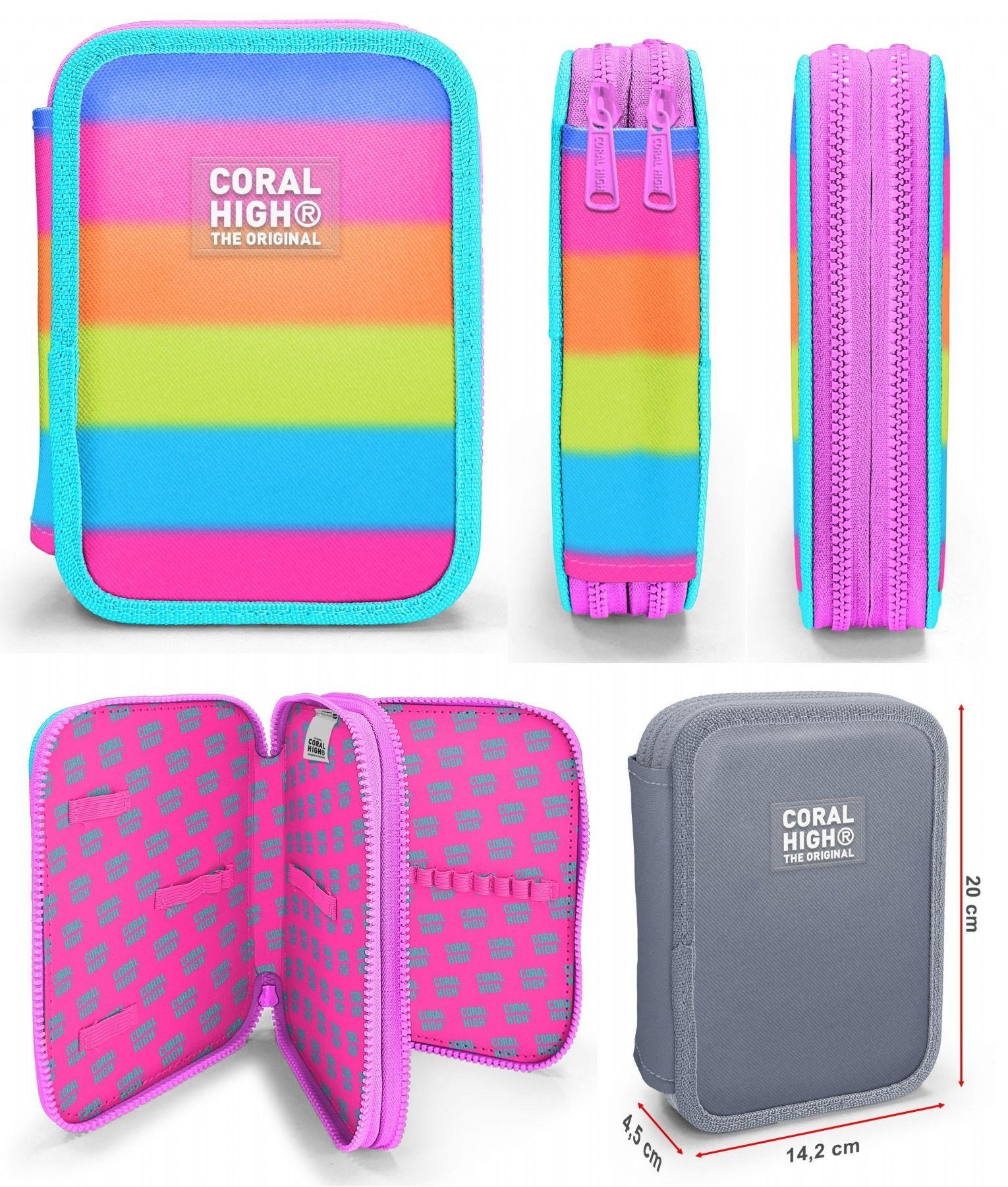 Coral High Pembe Turuncu Renk Geçişli Kız Çocuk Okul Çantası ve Organizer Kalemlik Seti 23770 11140