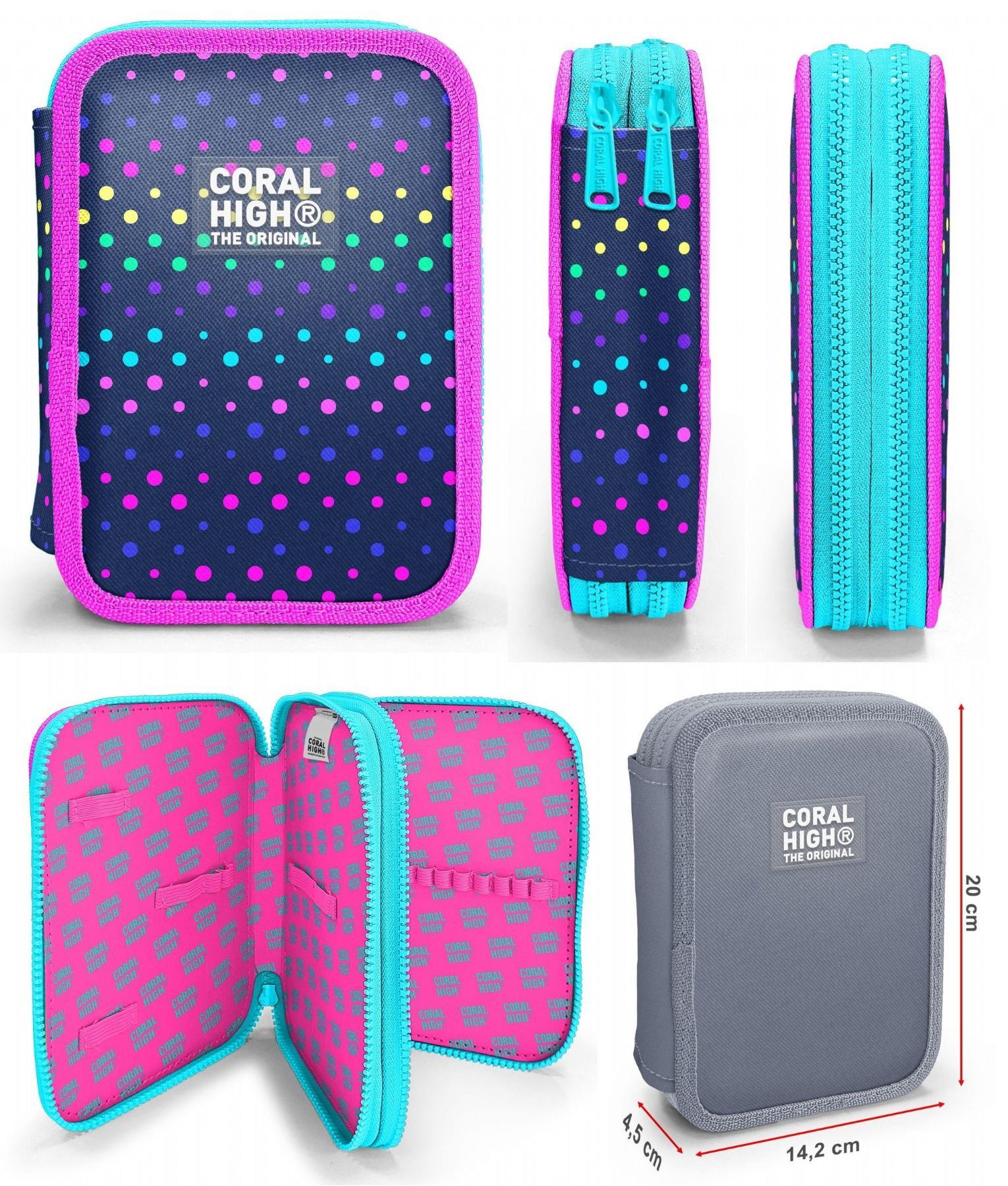 Coral High Puantiyeli Lacivert Kız Çocuk Okul Çantası ve Organizer Kalemlik Seti - İlkokul ve Ortaokul