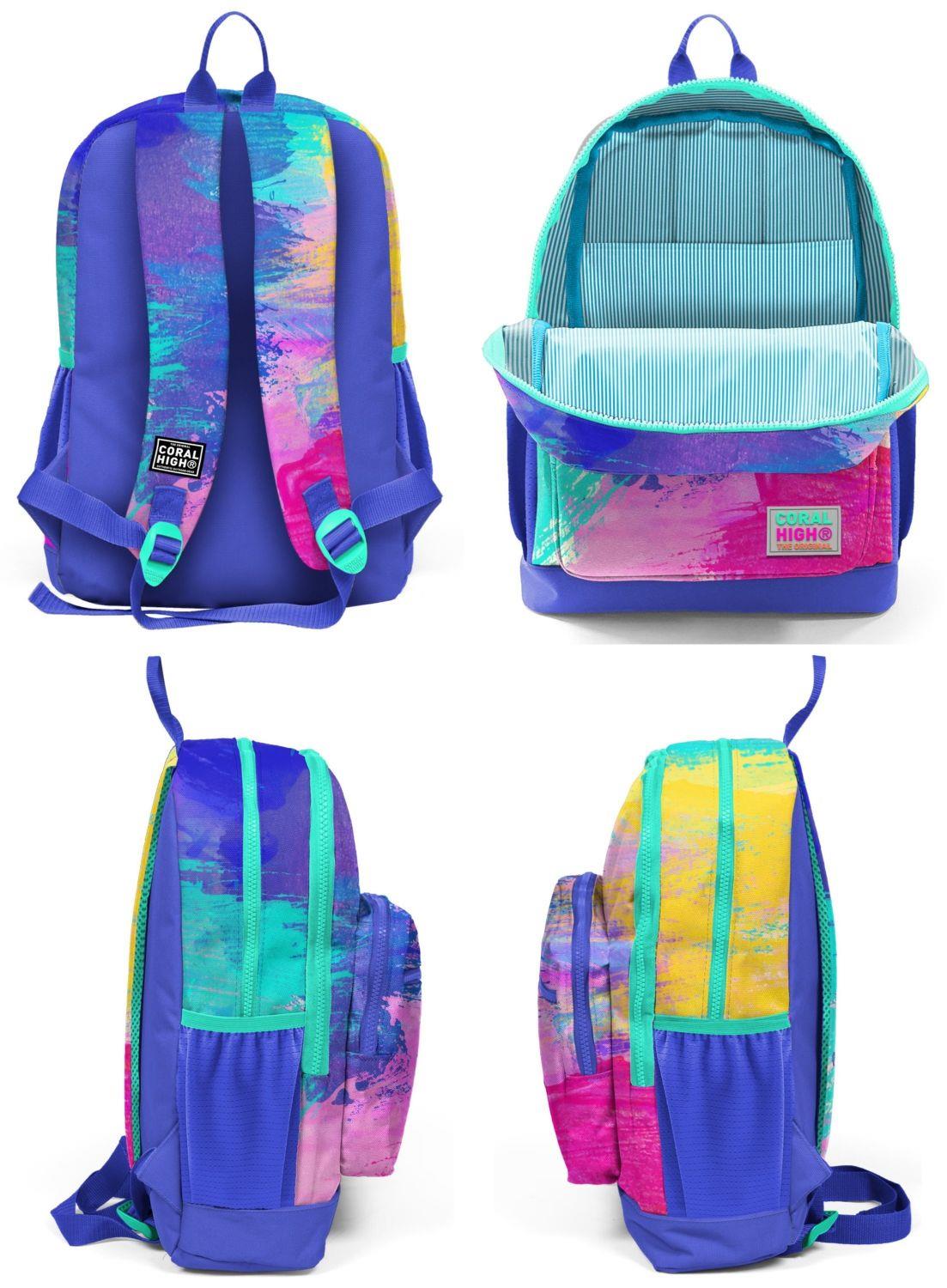 Coral High Renkli Airbrush İlkokul Sırt Çantası ve Kalemlik Seti - Kız Çocuk