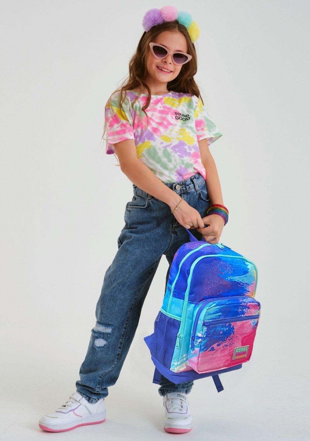 Coral High Renkli Airbrush İlkokul Sırt Çantası ve Kalemlik Seti - Kız Çocuk