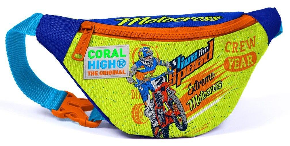 Coral High Sarı Mavi Motorsiklet USB Soketli Okul Çanta Seti ve Bel Çantası - Erkek Çocuk
