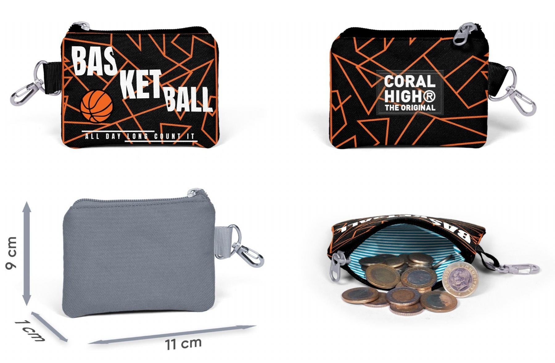 Coral High Siyah Basketbol Bozuk Para Cüzdanı - Erkek Çocuk