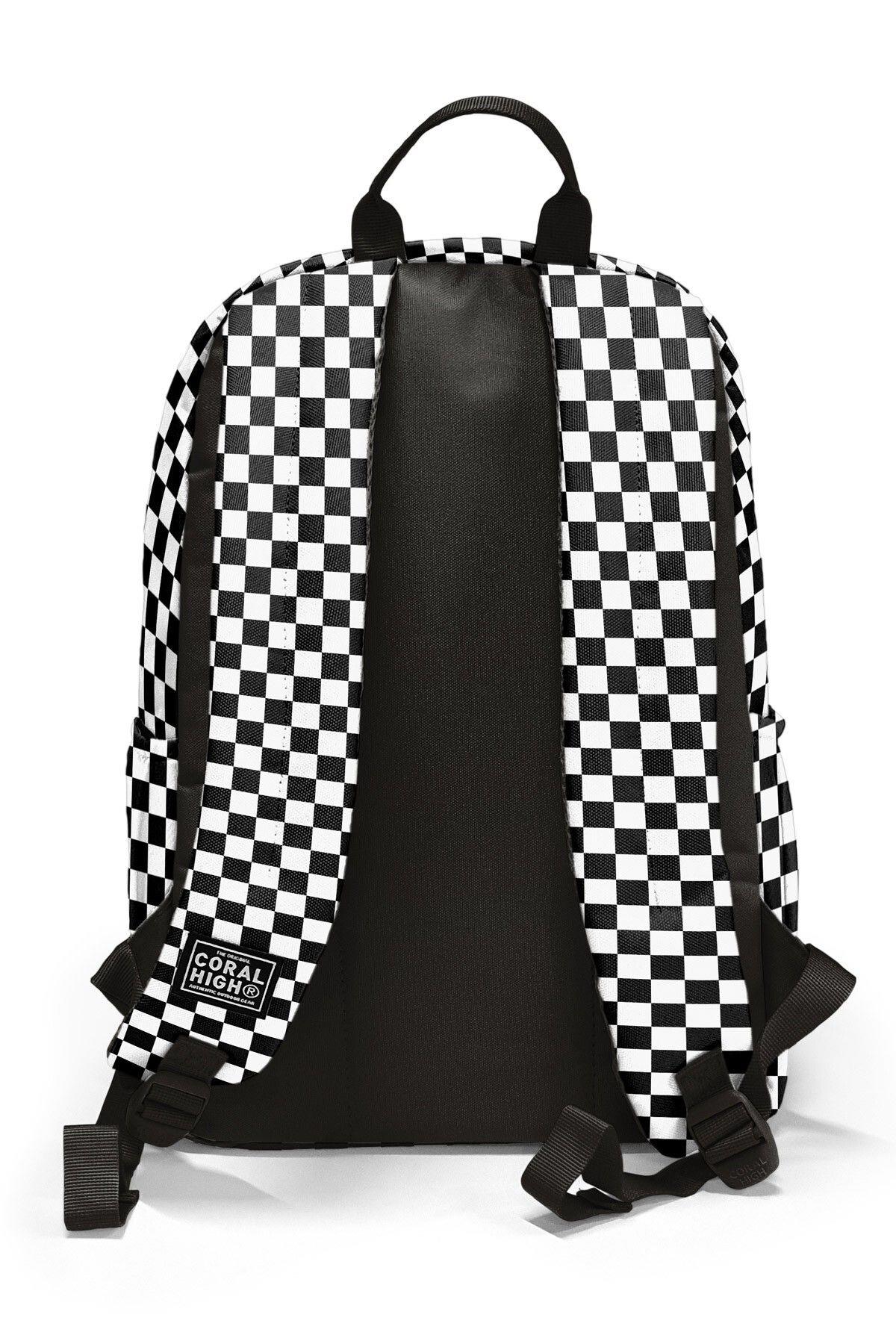 Coral High Siyah Beyaz Dama Desenli 3'lü Okul Çanta Seti SET0123677 - Kız