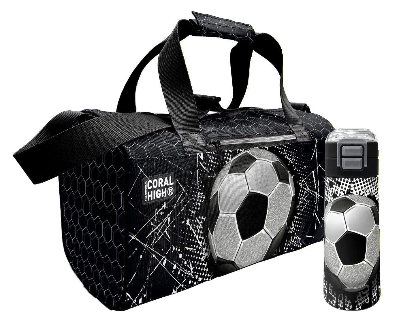 Coral High Siyah Beyaz Futbol Desenli Erkek Çocuk Spor Çantası ve 500 ml Çelik Matara Seti 27539