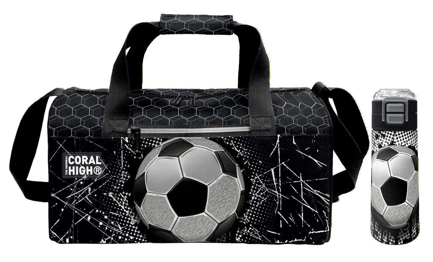 Coral High Siyah Beyaz Futbol Desenli Erkek Çocuk Spor Çantası ve 500 ml Çelik Matara Seti 27539
