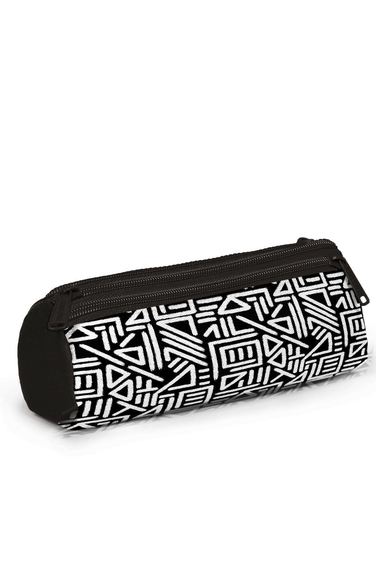 Coral High Siyah Beyaz Geomatrik Desenli 3'lü Okul Çanta Seti SET0123682 - Erkek