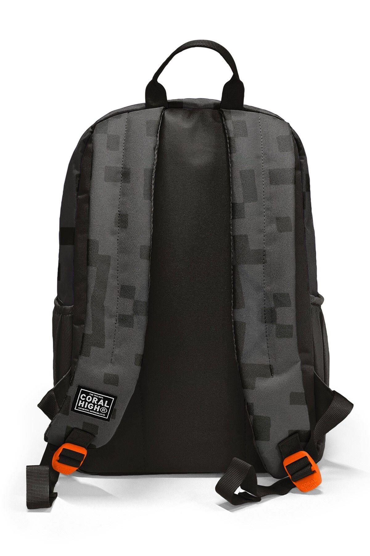 Coral High Siyah Blok Desenli 3'lü Okul Çanta Seti SET0123694 - Erkek