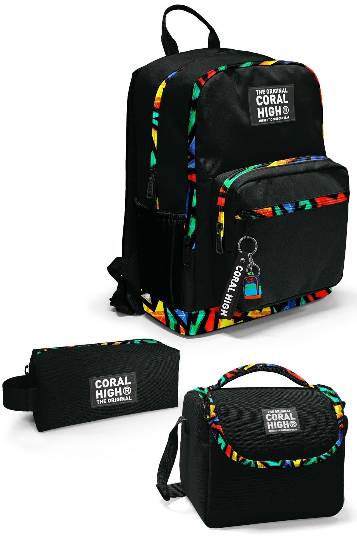 Coral High Siyah Grafiti 3'lü Okul Çanta Seti SET0123633