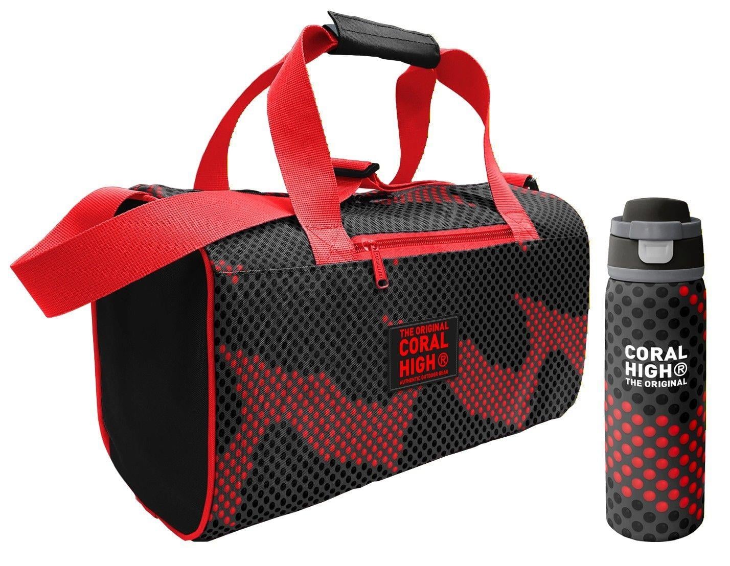 Coral High Siyah Kırmızı Nokta Desenli Erkek Çocuk Spor Çantası ve 800 ml Çelik Matara Seti 27555
