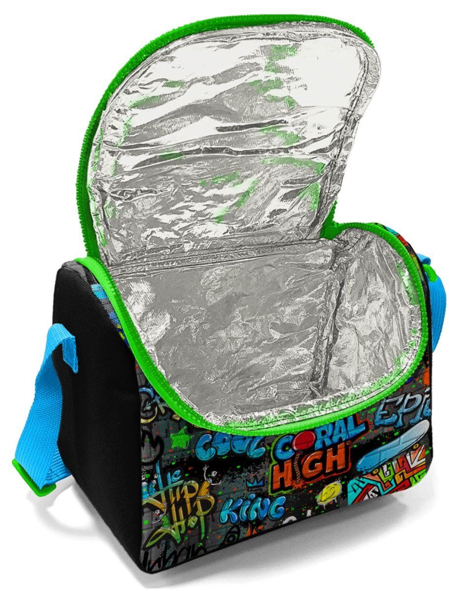Coral High Siyah Yeşil Grafiti Erkek Çocuk Beslenme Çantası Seti