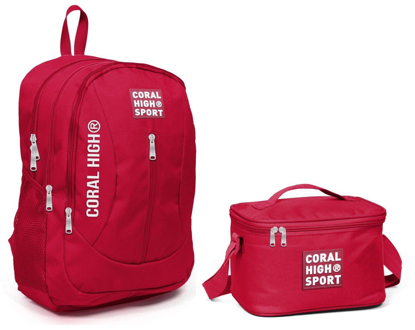 Coral High Sport Kırmızı USB Soketli Okul Çanta Seti