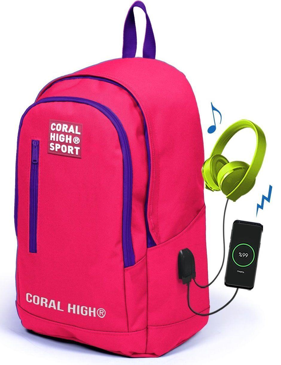 Coral High Sport Neon Mercan Okul Sırt Çantası ve Organizer Kalemlik Seti