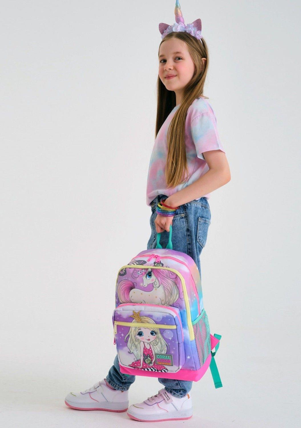 Coral High Su Yeşili Unicorn Üçlü Okul Çantası ve Bel Çantası Seti