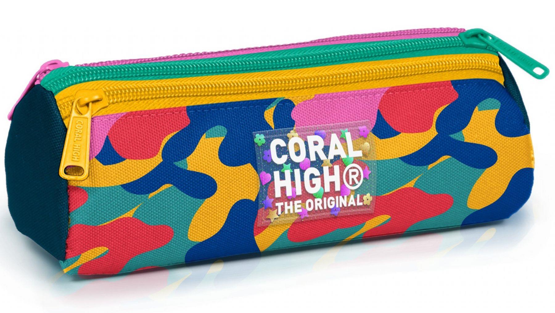 Coral High Unisex Renkli Kamuflaj Desenli Üç Gözlü Okul Kalem Çantası 31032
