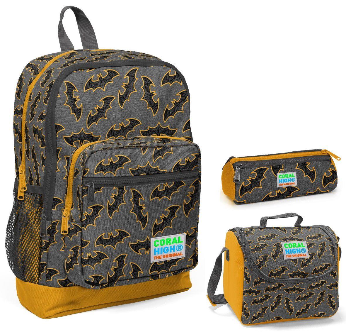Coral High Yarasa Baskılı Erkek 3'lü İlkokul Çanta Seti