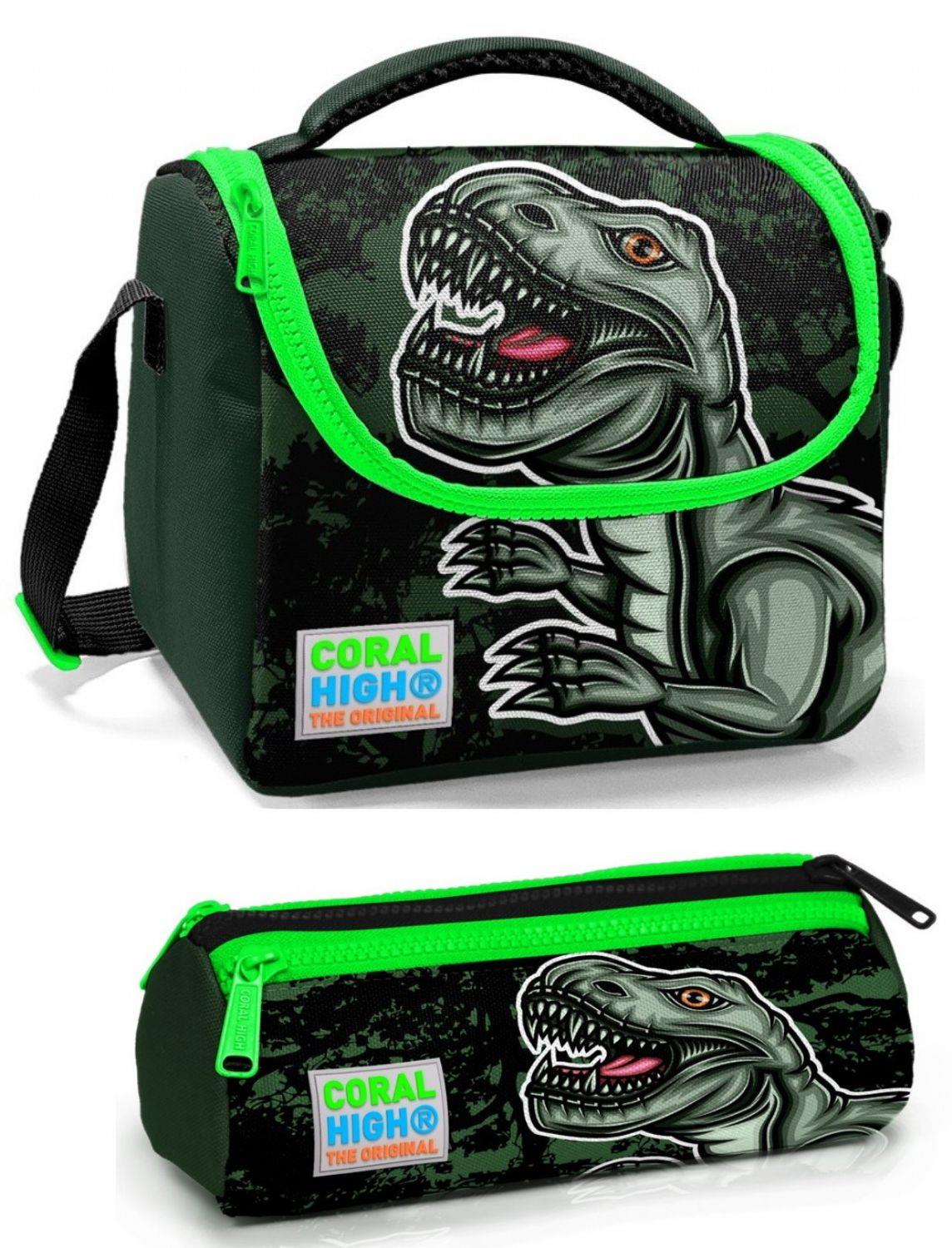 Coral High Yeşil Dinazor Beslenme Çantası Seti