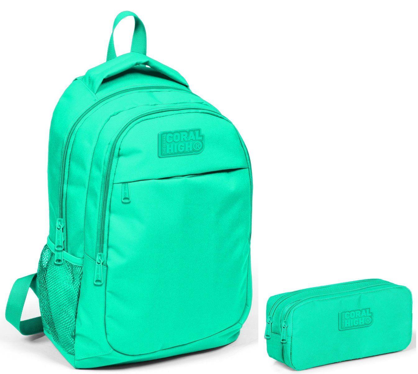Coral High Yeşil İlkokul Çantası ve Kalemlik Seti