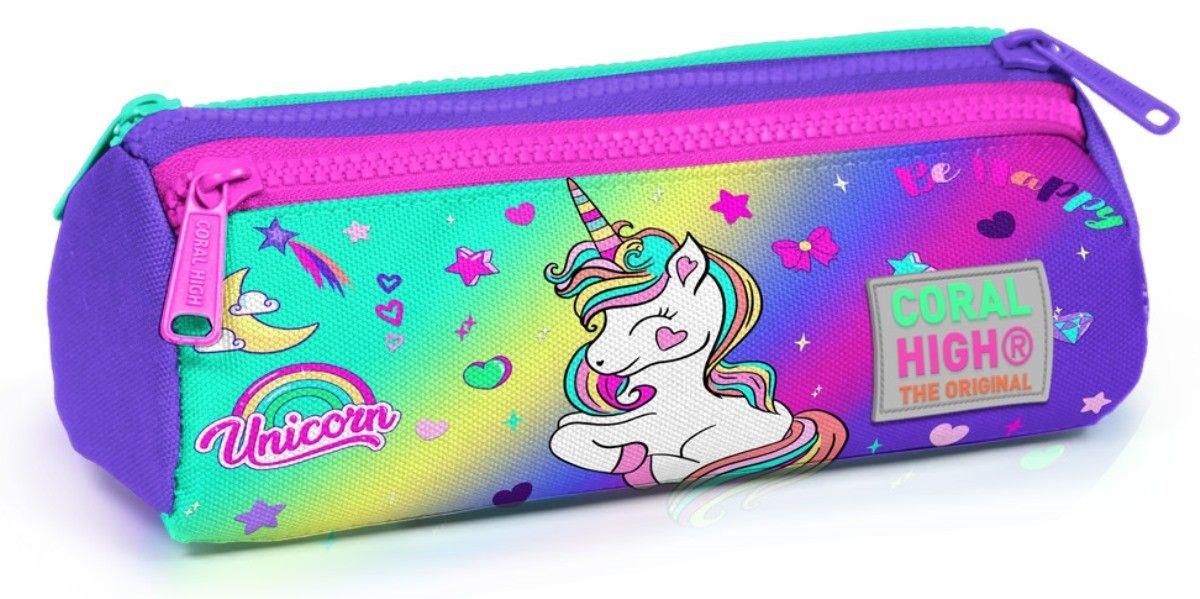 Coral High Yeşil Unicorn Tekerlekli Okul Çantası ve Kalemlik Seti