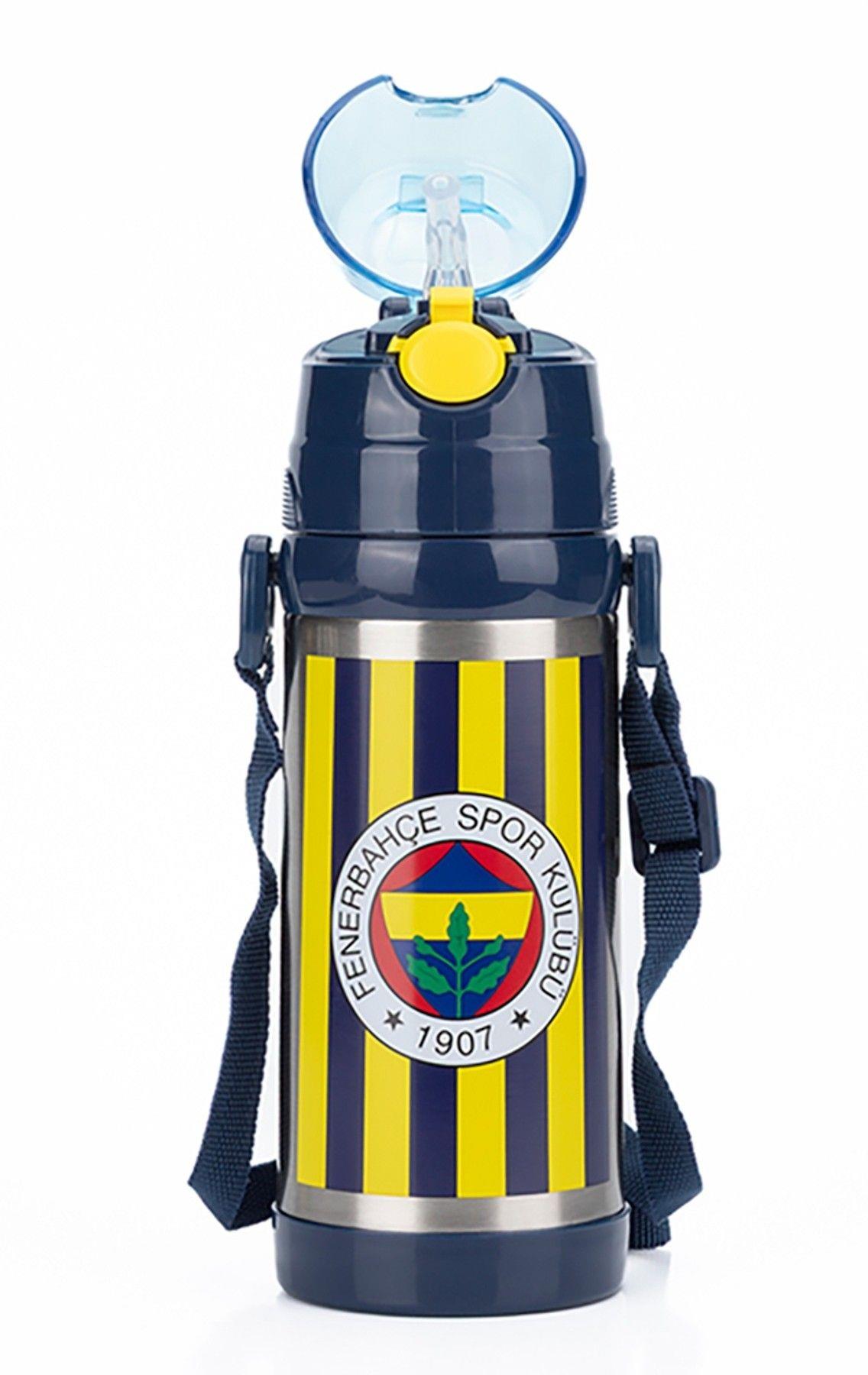 Fenerbahçe Efsane Çubuklu 425 ml Pipetli Çelik Matara/Termos