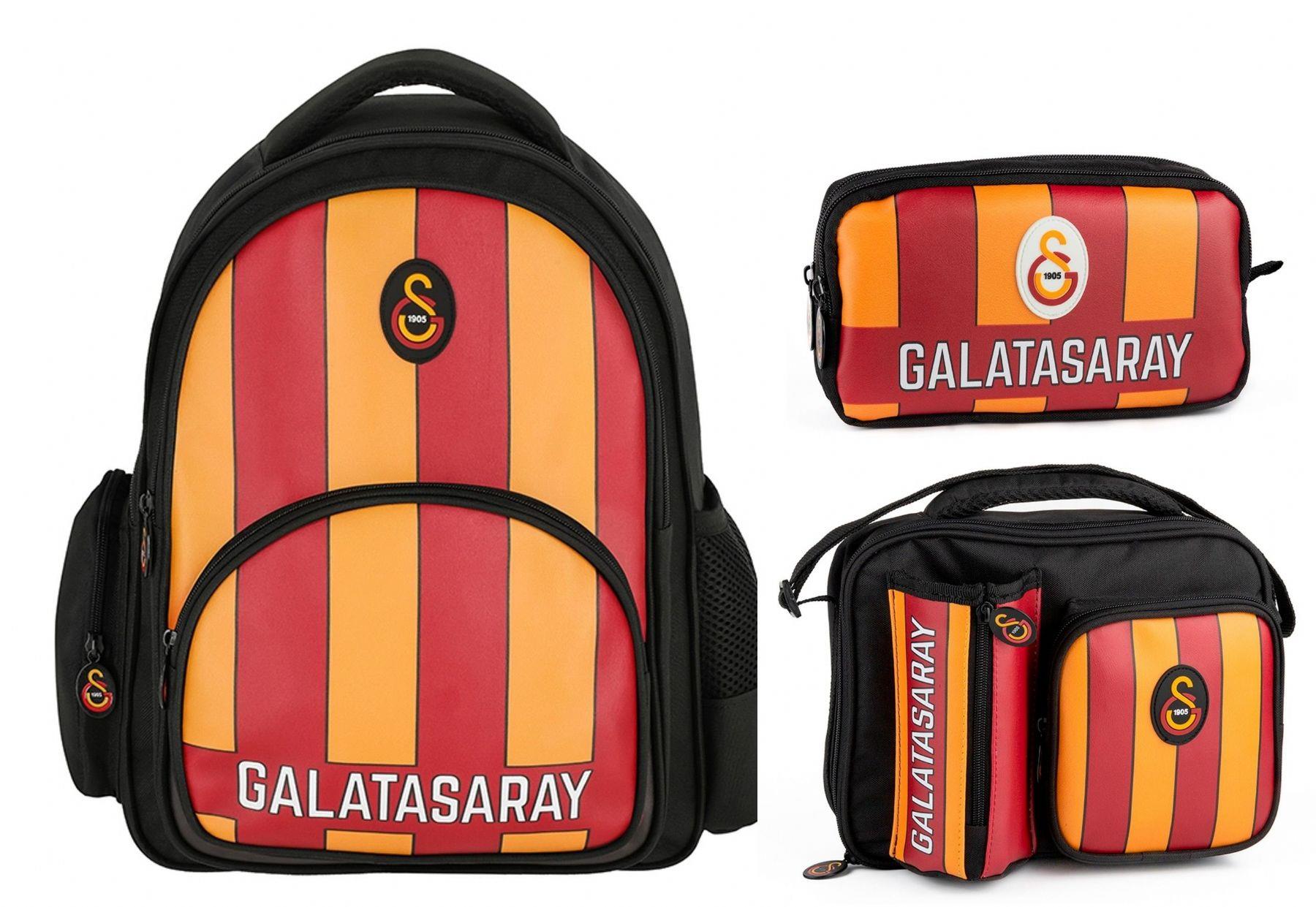 Galatasaray Erkek Çocuk Çizgi Baskılı Suni Deri Üçlü Okul Çantası Seti - SETME25556A