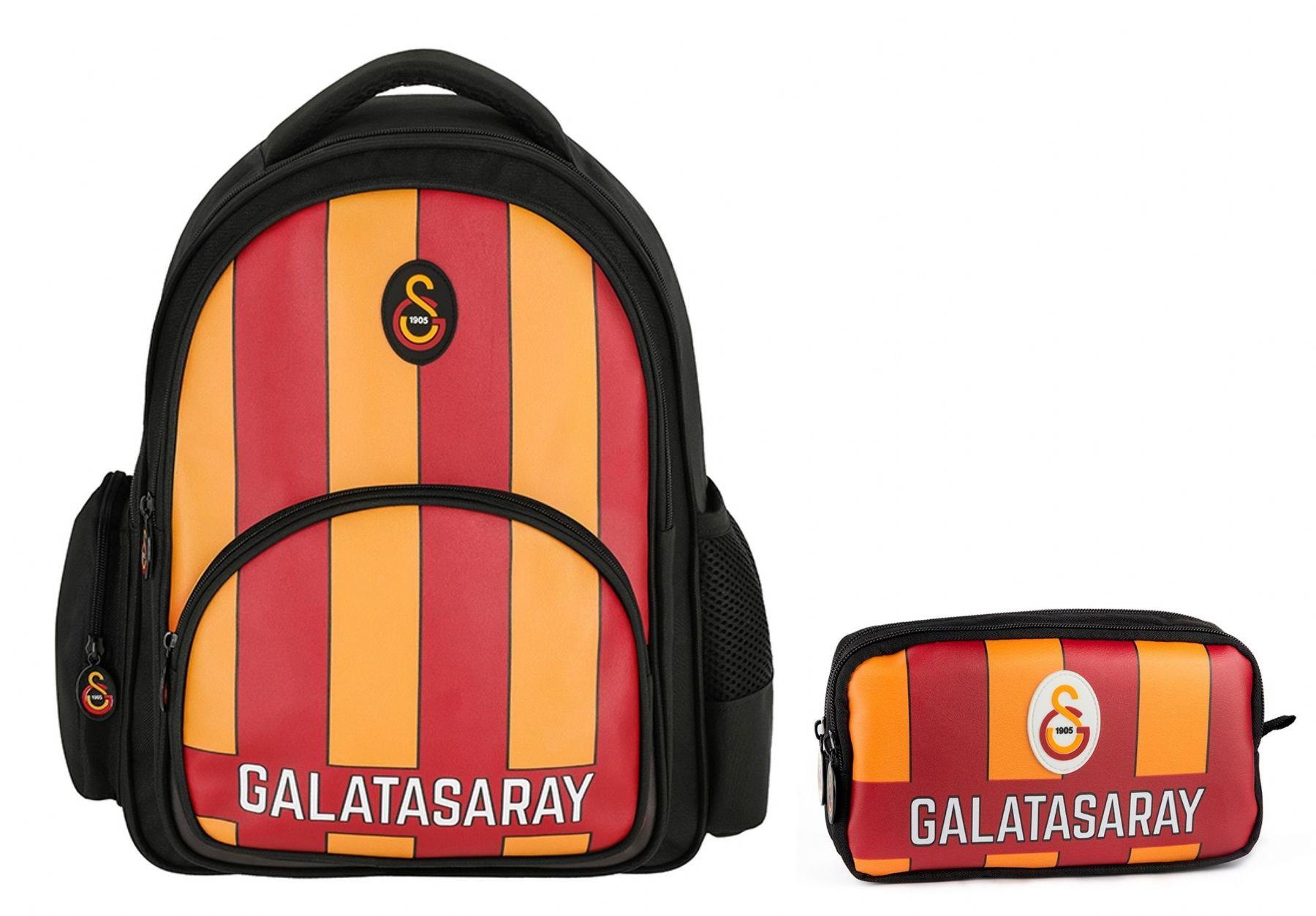 Galatasaray Erkek Çocuk Çizgi Baskılı Suni Deri Okul Çantası ve Kalemlik Seti (İkili Set) - SETME25556C