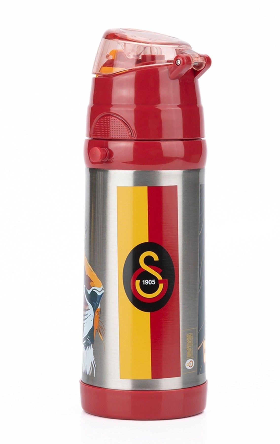 Galatasaray Leon 425 ml Silikon Pipetli Taşıma Asklı Çelik Matara/Termos