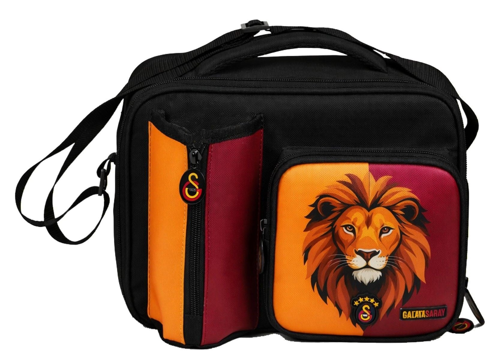 Galatasaray Matara Cepli Erkek Çocuk Aslan Baskılı (Siyah - Kırmızı - Sarı) Okul Beslenme Çantası - 26564