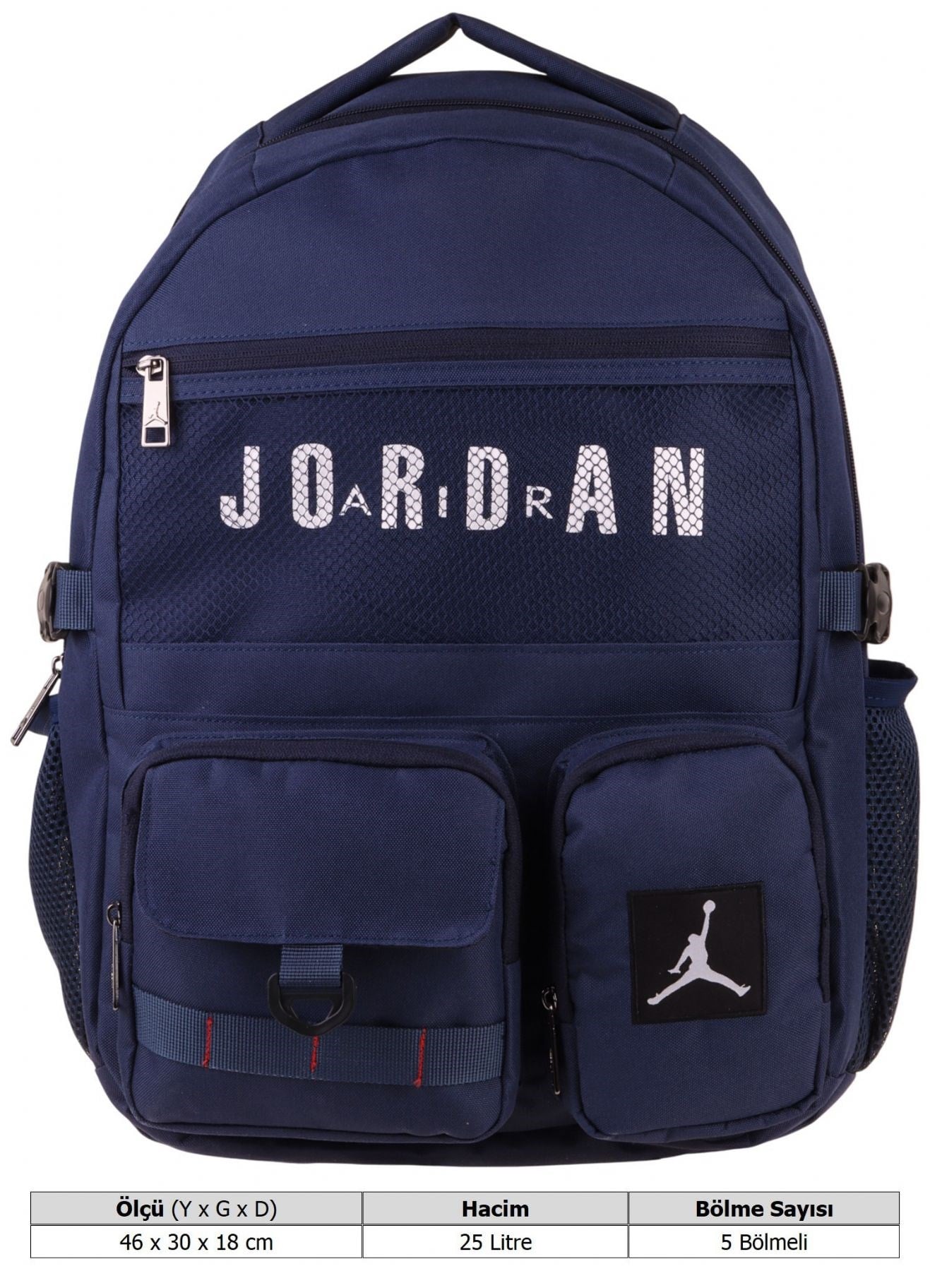 Jordan Air Beş Bölmeli Brooklyn Navy Blue Lacivert Erkek Çocuk Günlük ve Okul Sırt Çantası - Q3184