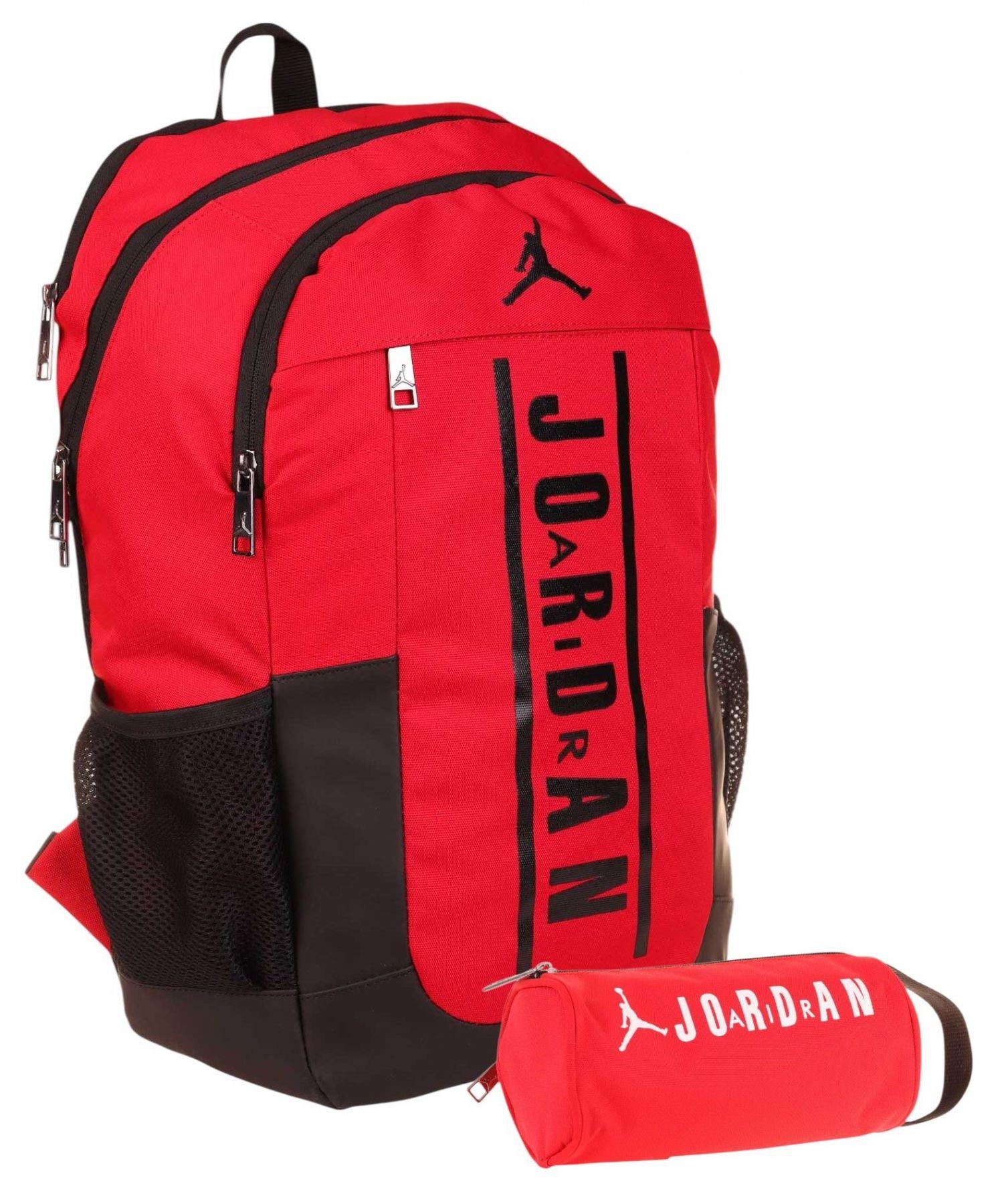 Jordan Air Boston Dört Bölmeli Okul Çantası ve İki Bölmeli Kalemlik Seti - Kırmızı - Laptop Bölmeli
