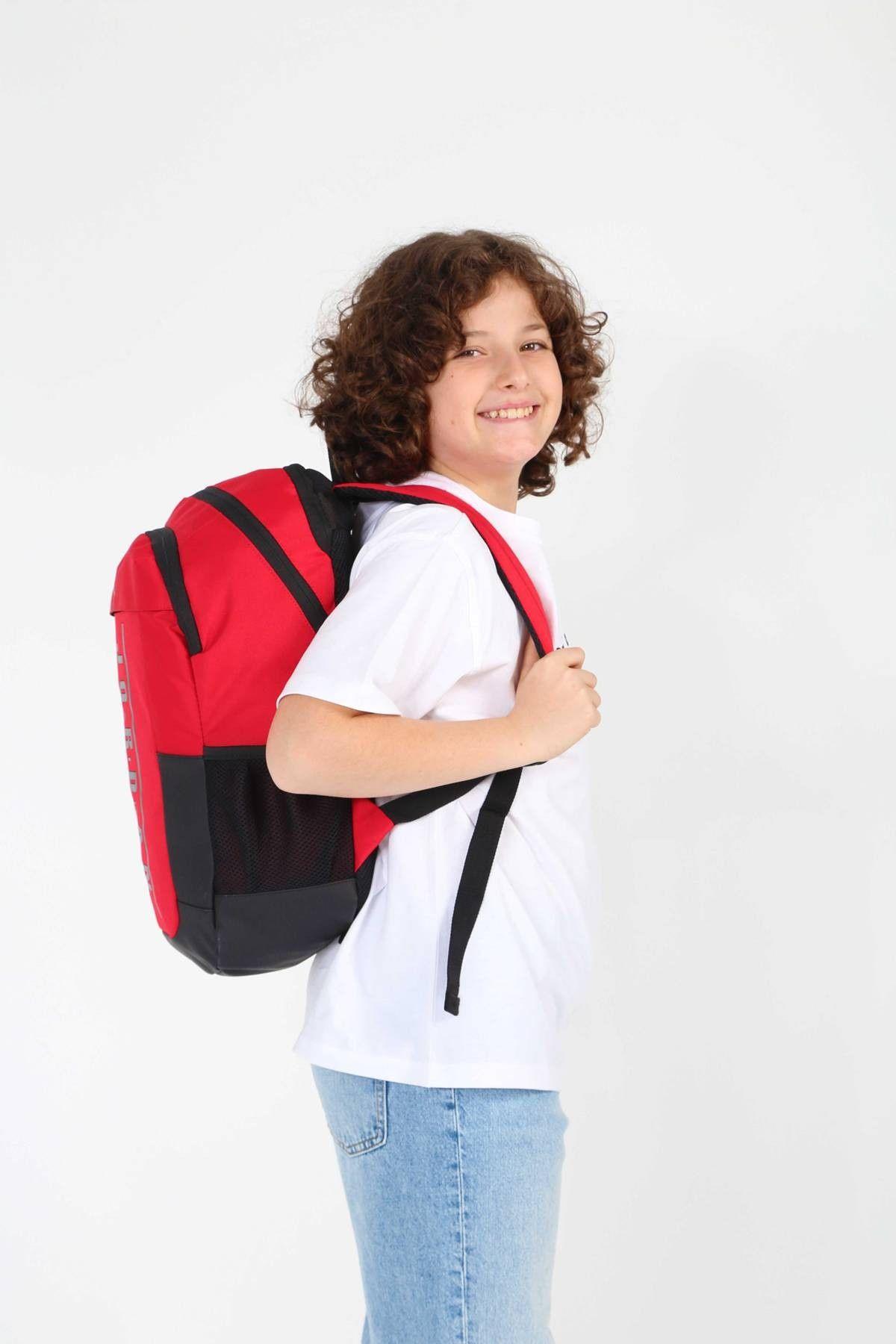 Jordan Air Boston Kırmızı Renk Laptop Bölmeli Okul ve Günlük Sırt Çantası - Q3115