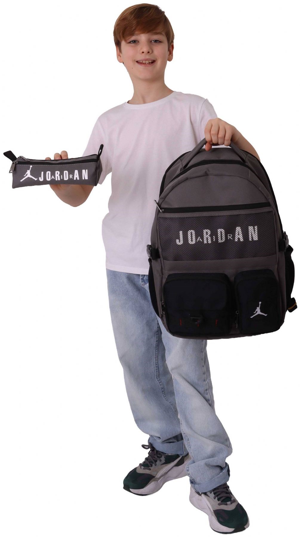 Jordan Air Brooklyn Grey Gri İkili Sırt Çantası ve Kalemlik Seti - Erkek Çocuk - SETJA-Q3182C