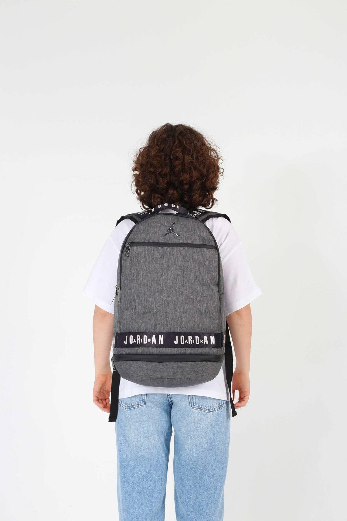 Jordan Air Georgia Gri, Erkek Çocuk, Dört Bölmeli Okul ve Günlük Sırt Çantası - Q3146