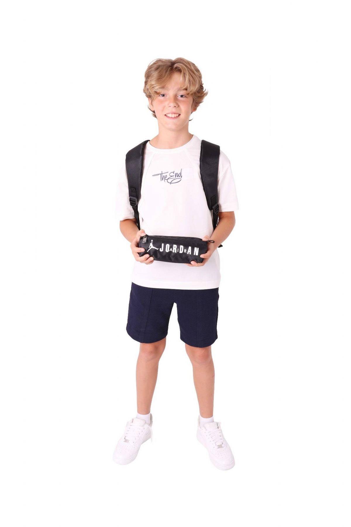 Jordan Air Nevada İkili Çanta Seti - Dört Bölmeli Sırt Çantası ve Üçgen Kalemlik - Siyah - Erkek