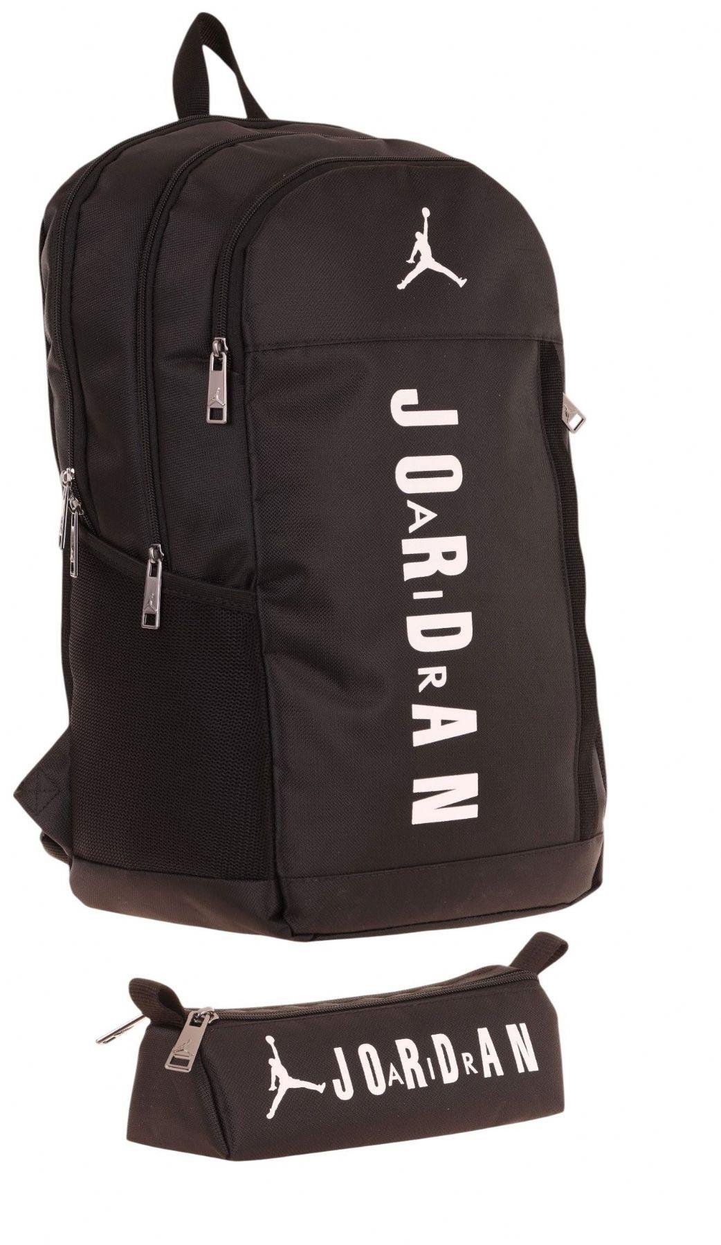 Jordan Air Nevada İkili Çanta Seti - Dört Bölmeli Sırt Çantası ve Üçgen Kalemlik - Siyah - Erkek