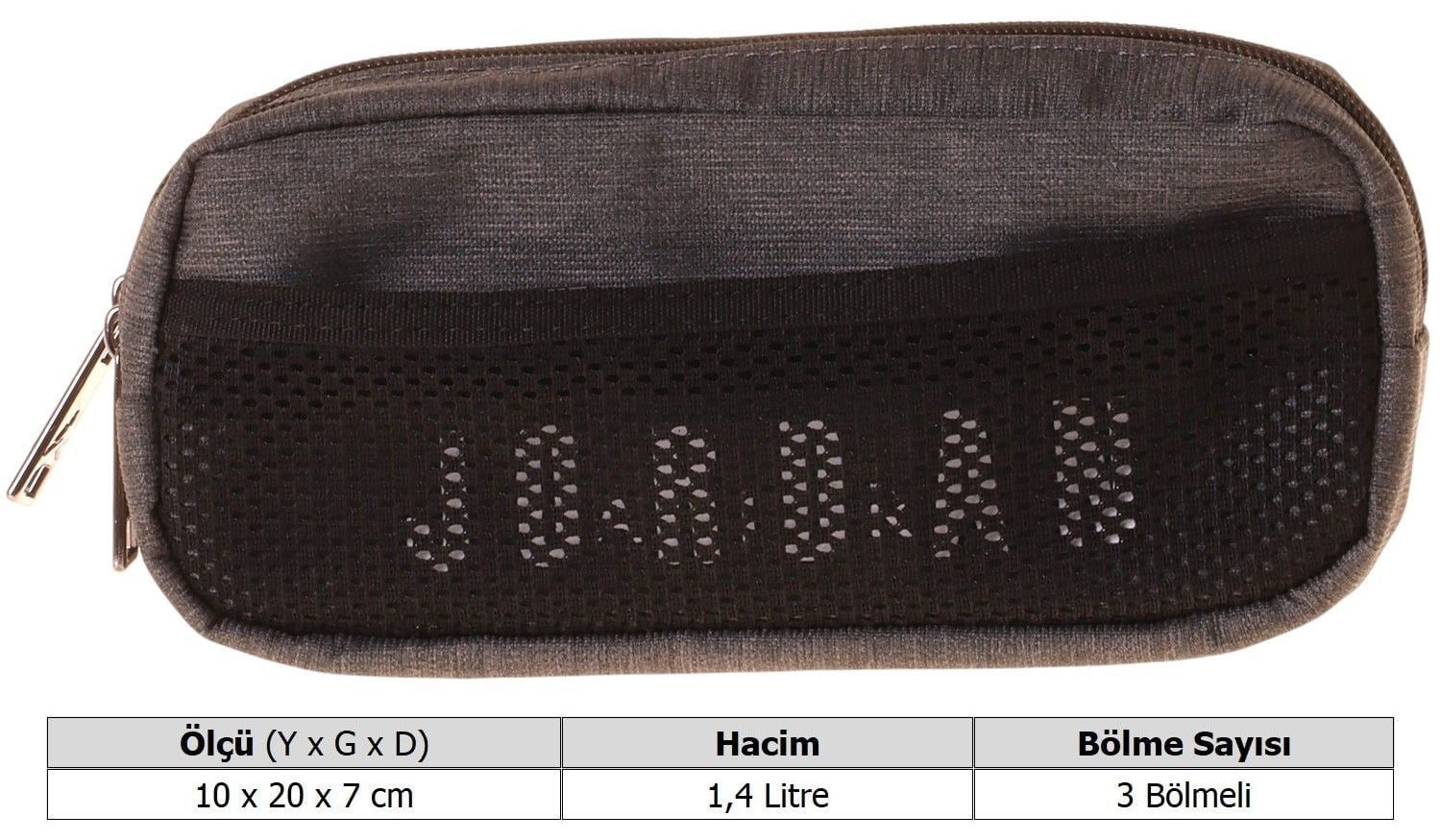 Jordan Air New York Grey Üç Bölmeli Gri Erkek Çocuk Kalem Çantası/Kalemlik - Q3165