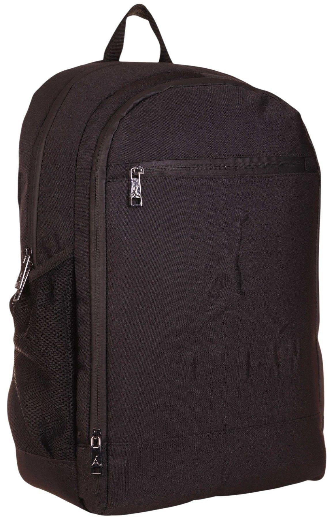 Jordan Air Vermont Siyah Üç Bölmeli Kabartmalı Okul Sırt Çantası - Q3140