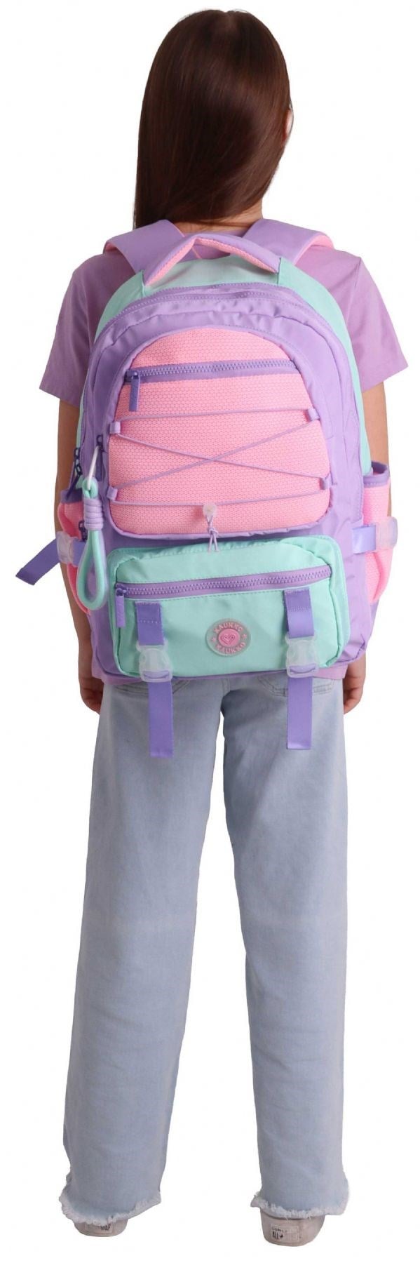 Kaukko Beş Gözlü Mesh Lilac Kız Çocuk Lila - Pembe Okul ve Günlük Sırt Çantası - K1849