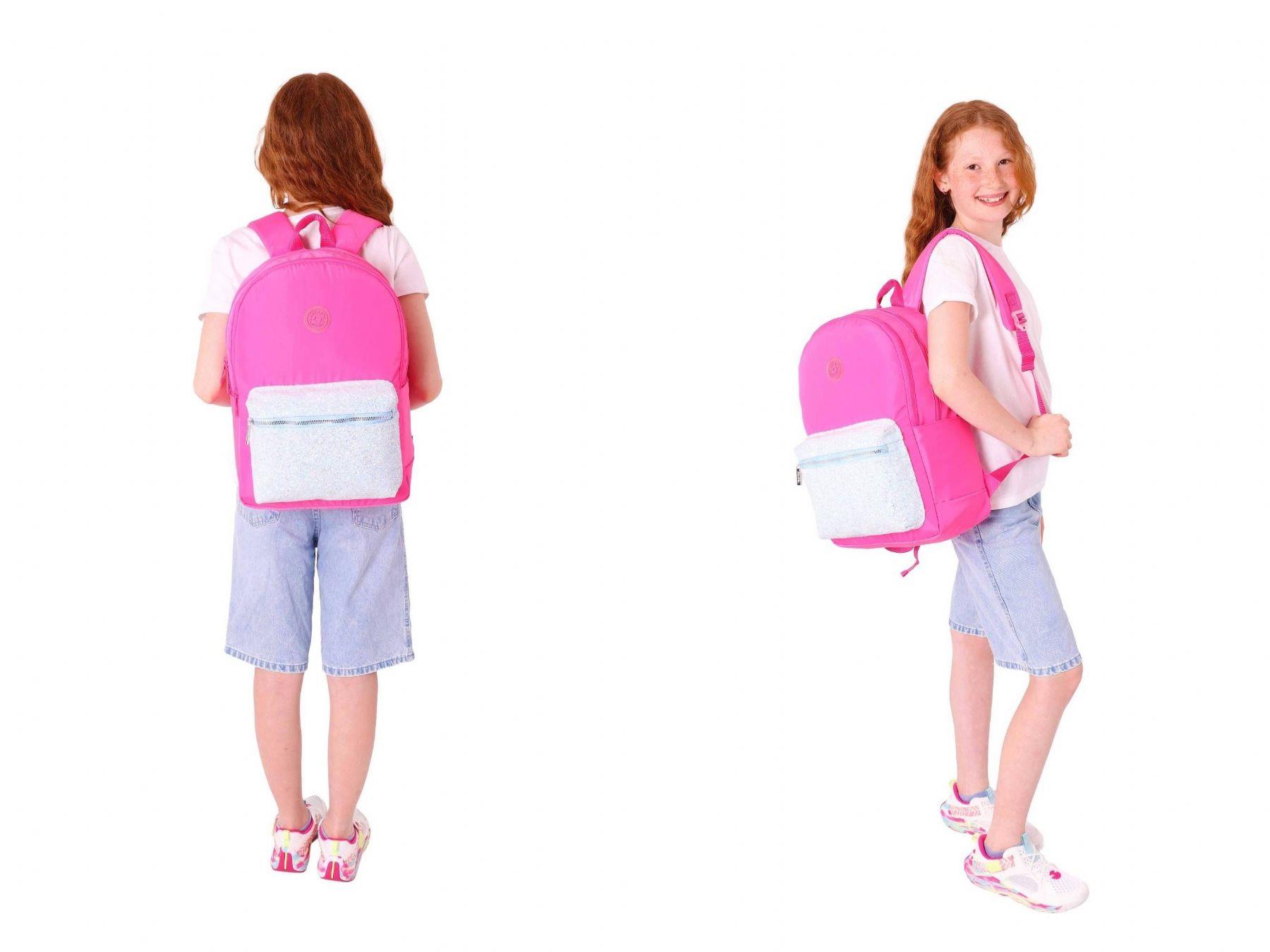 Kaukko Bright Kız Çocuk Taşlı Pembe Okul Çantası ve Çanta Şekilli Kalemlik Seti