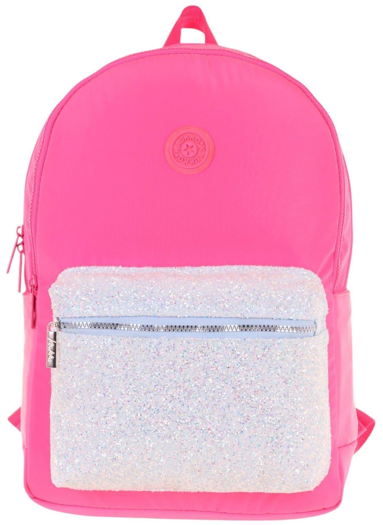 Kaukko Bright Kız Çocuk Taşlı Pembe Üç Bölmeli Okul Çantası - K1811