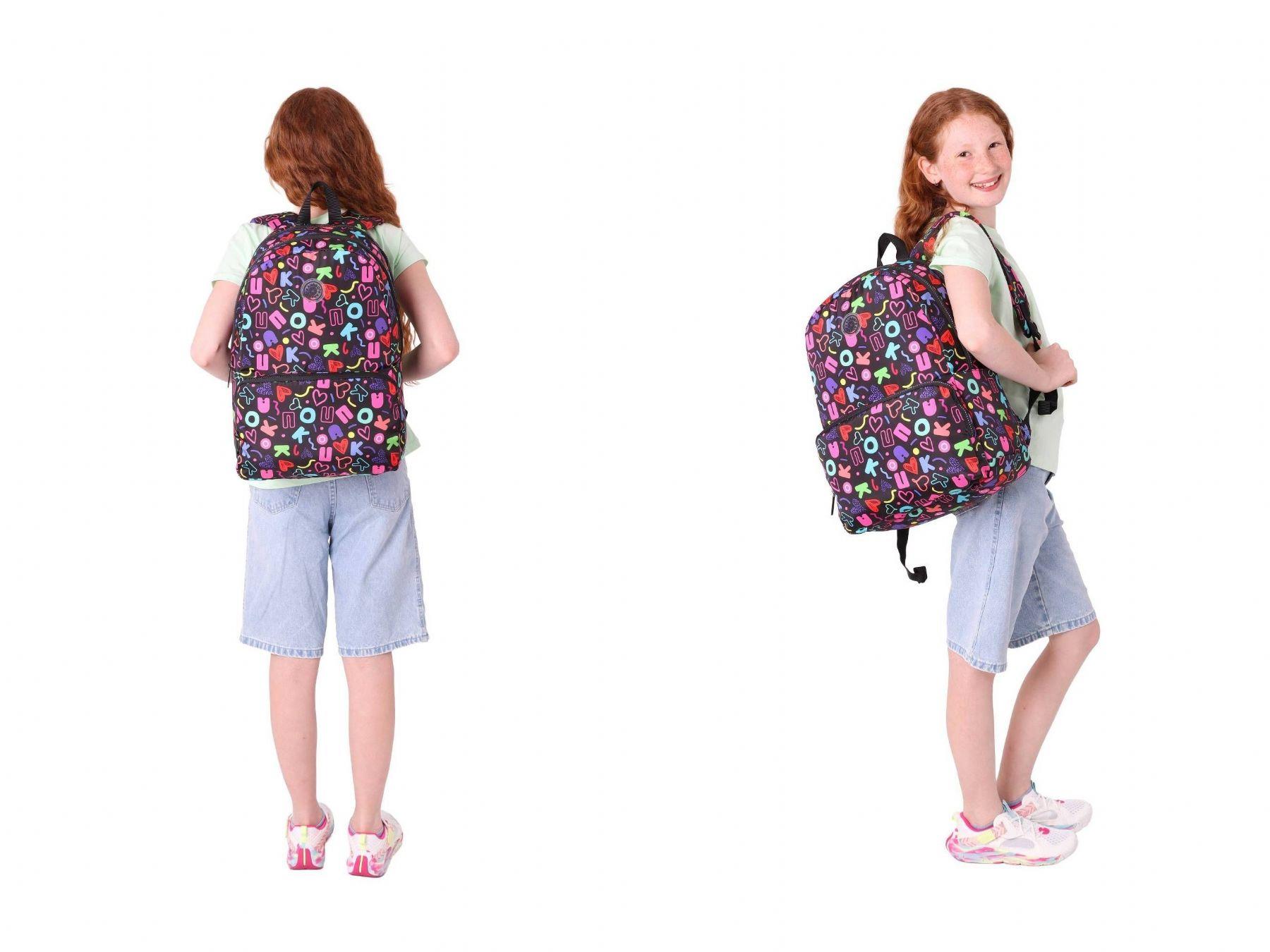 Kaukko Brokar Kalp ve Kaukko Baskılı Siyah Kız Çocuk Okul Çantası ve Kalemlik Seti