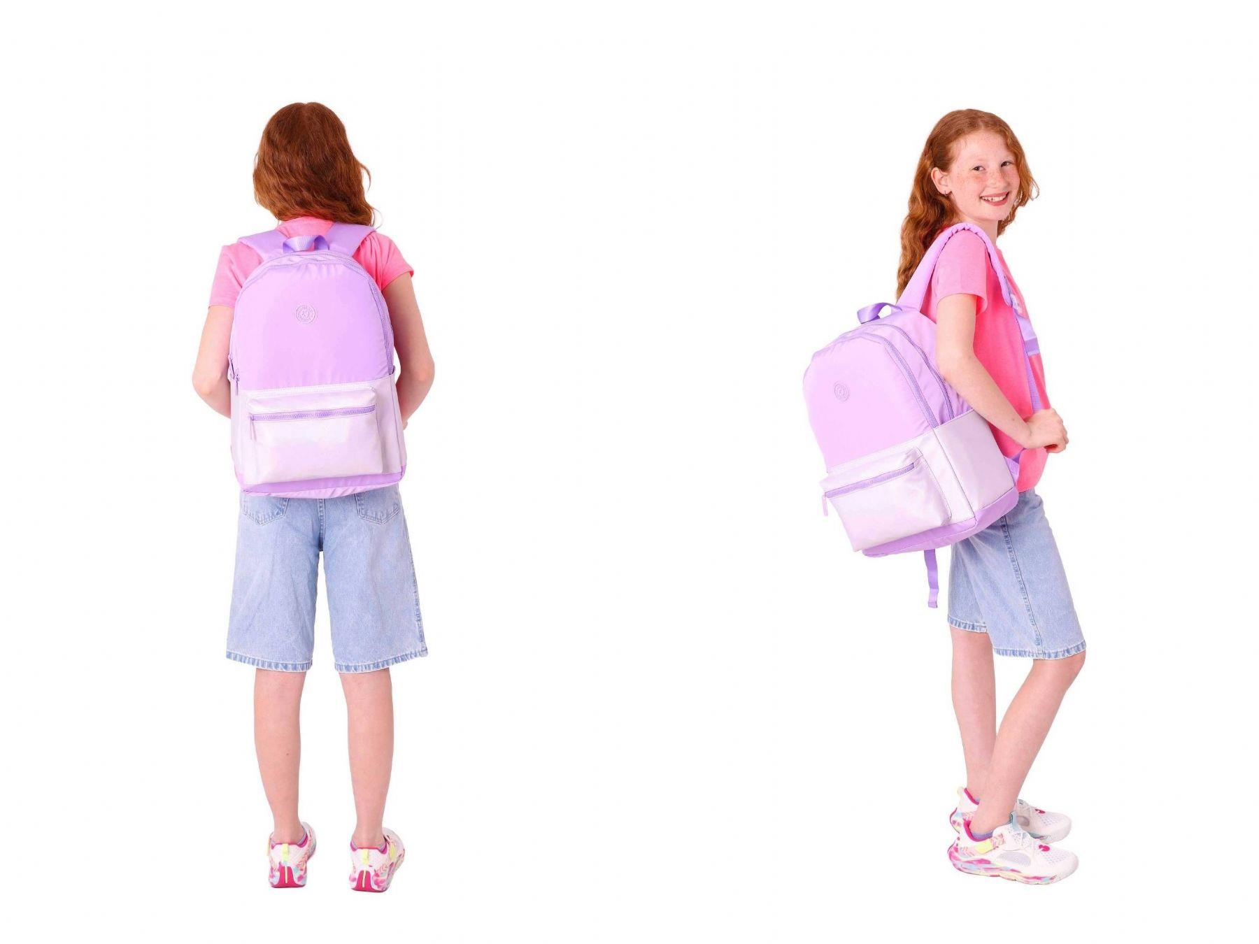 Kaukko Cube Okul Çantası ve İki Bölmeli Kalemlik Seti - Kız çocuk - Mor - K1821+K2732