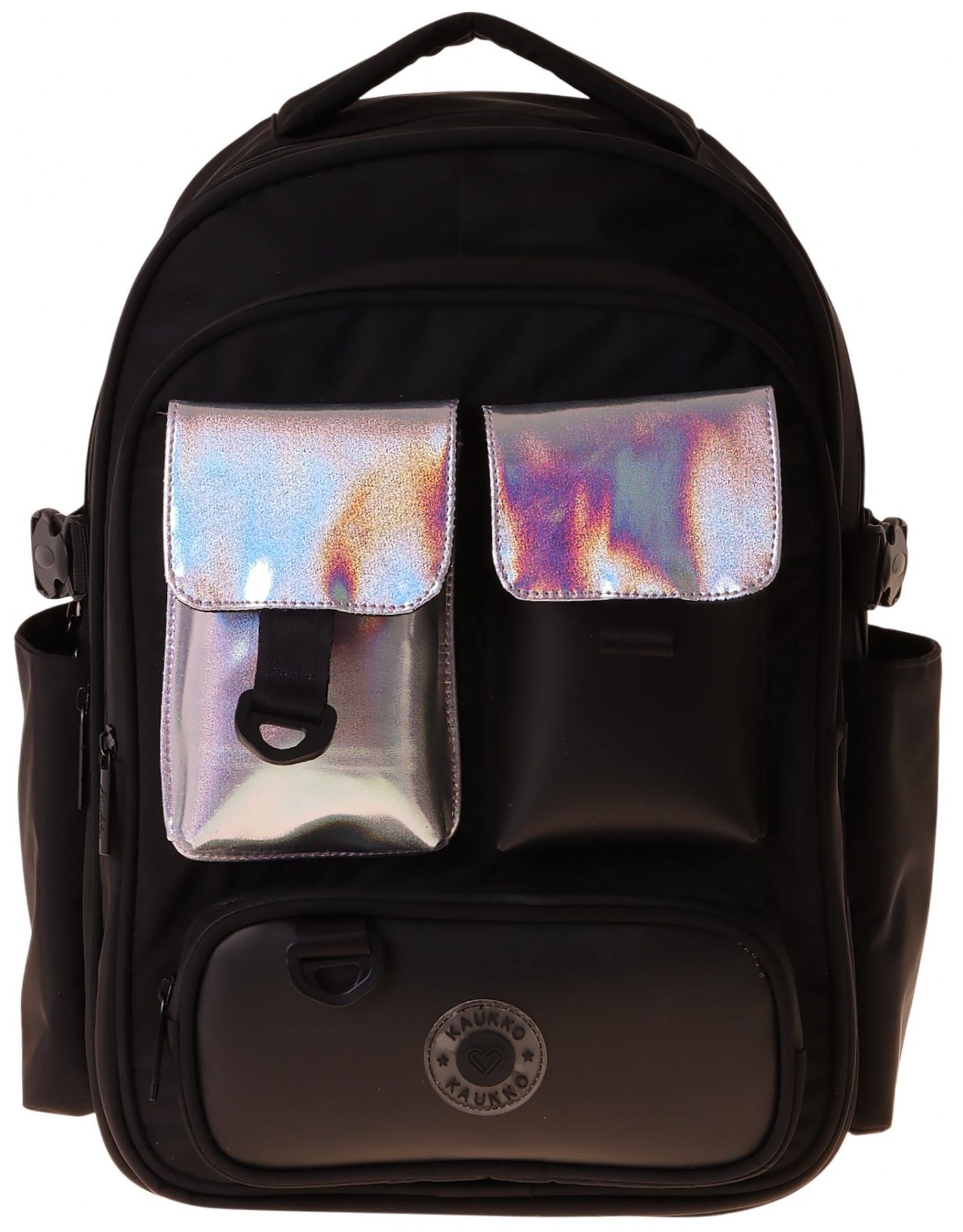 Kaukko Florid Kız Çocuk (Siyah - Gümüş) Okul ve Günlük Sırt Çantası - 6 Bölmeli - K1855